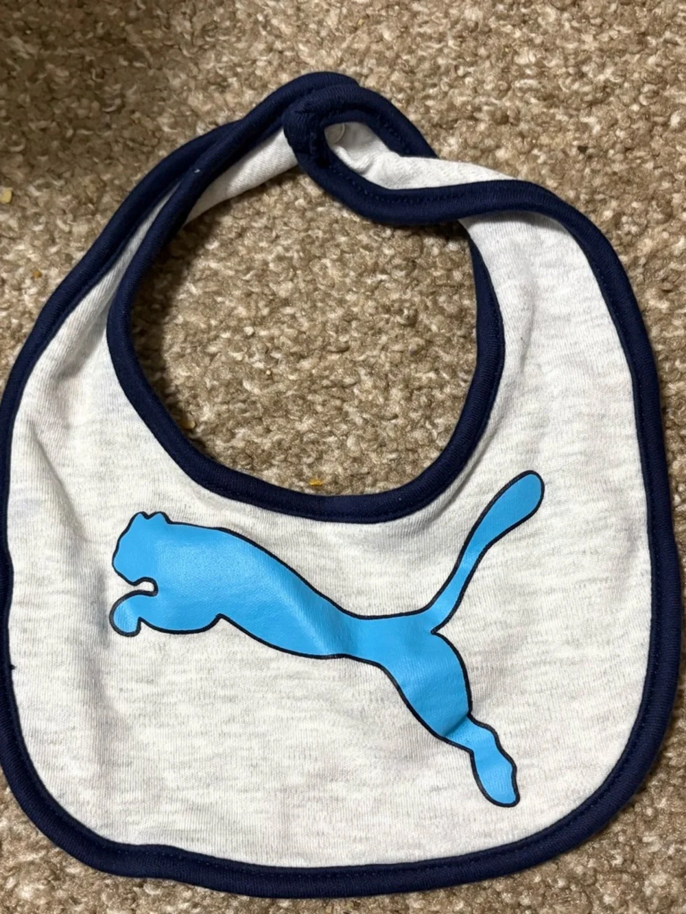 Puma White Bib with Bright Blue Logo and Navy Trim